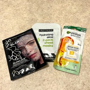 BNWT BUNDLE OF 3 HYDRATION FACE MASK. GLAMGLOW, FREEMAN & GARNIER GREEN LABS
